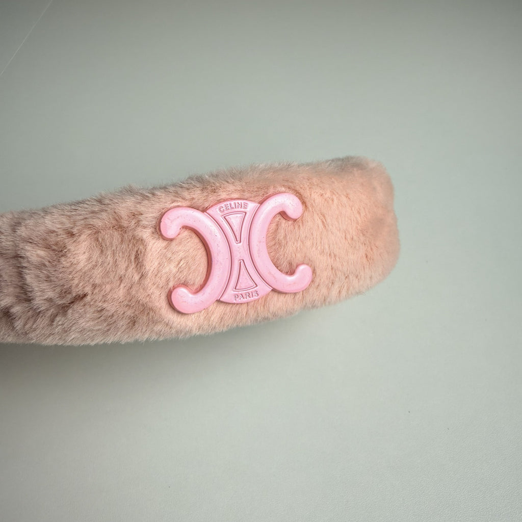 Celine Pink Shearling Headband