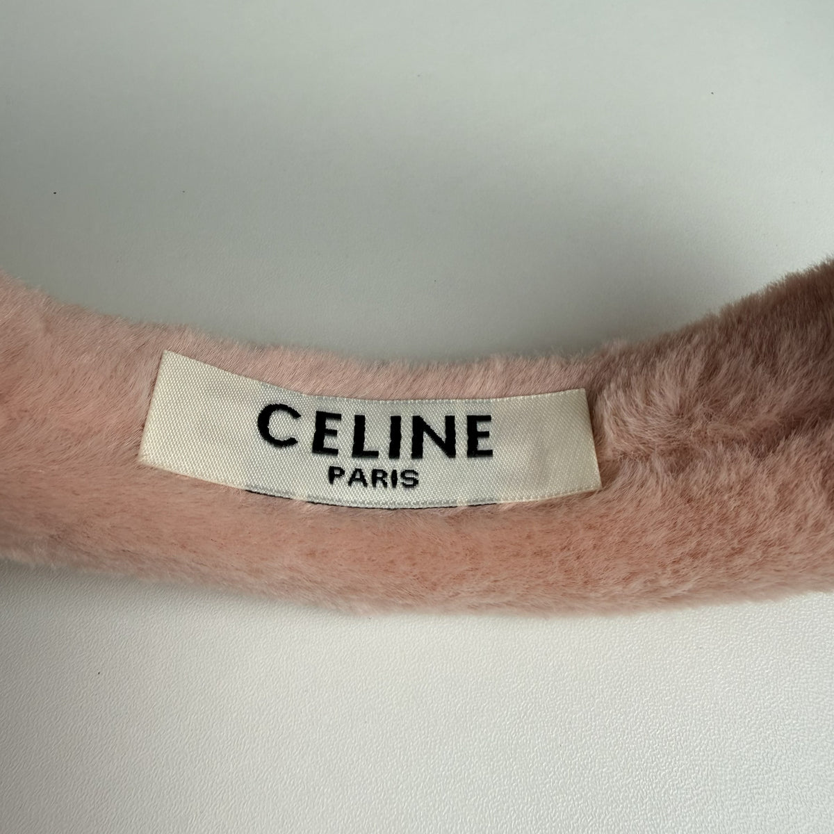 Celine Pink Shearling Headband