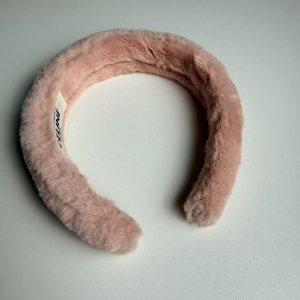 Celine Pink Shearling Headband